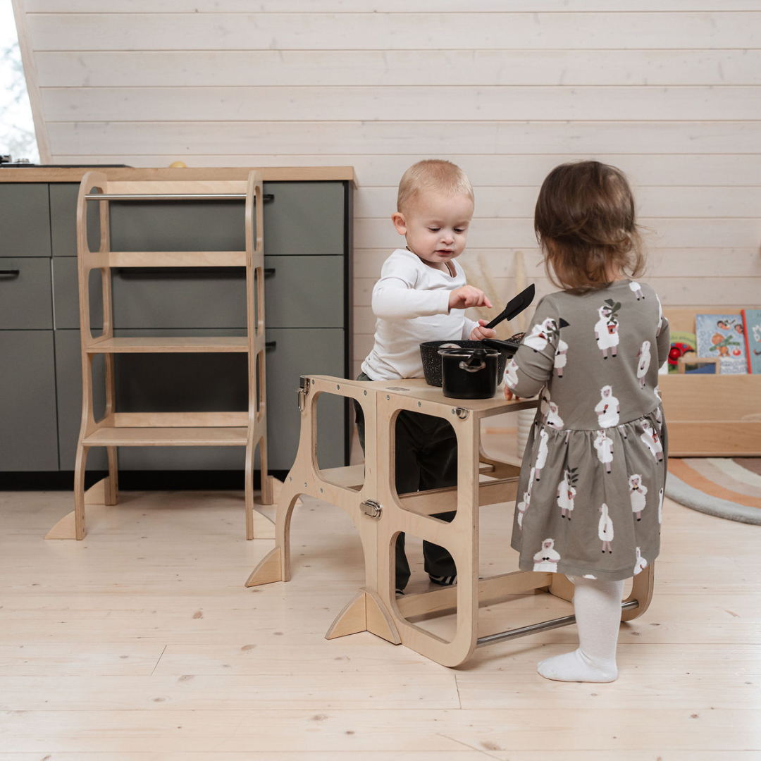 Leertoren 2-in-1 Step'n'Sit naturel – afbeelding 5