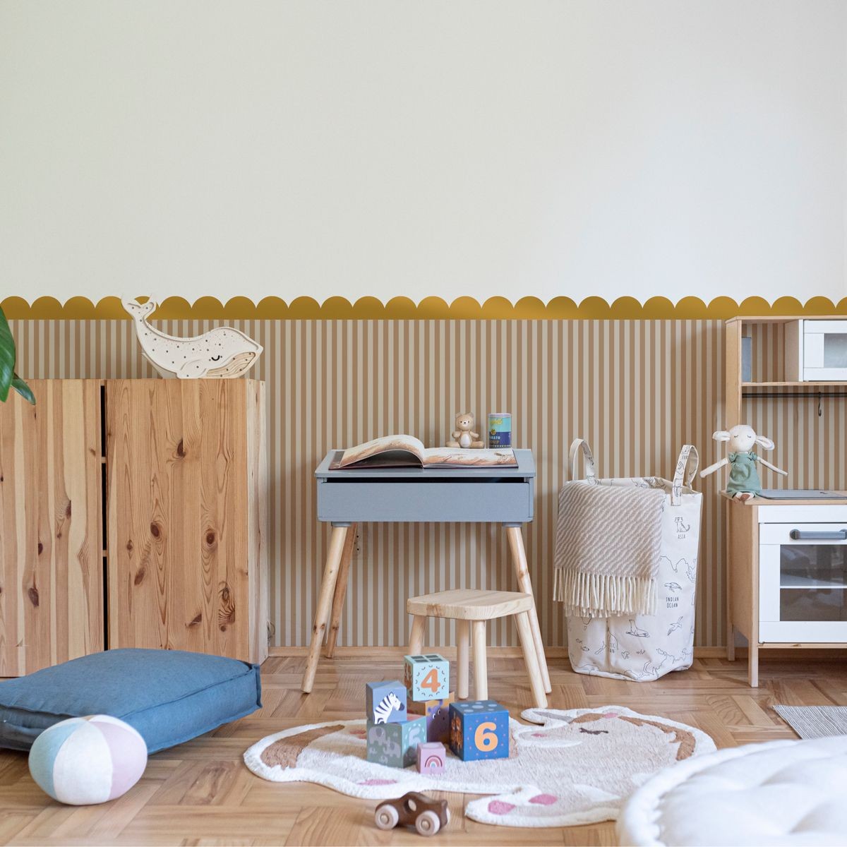 Muurstickers kinderkamer – gouden halve cirkels