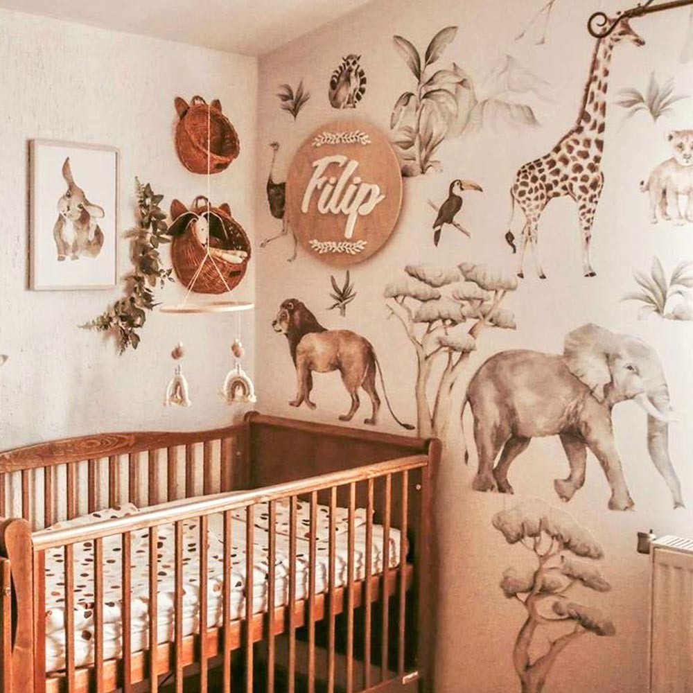 Muurstickers kinderkamer safari dieren Savanna Wonderland – afbeelding 2