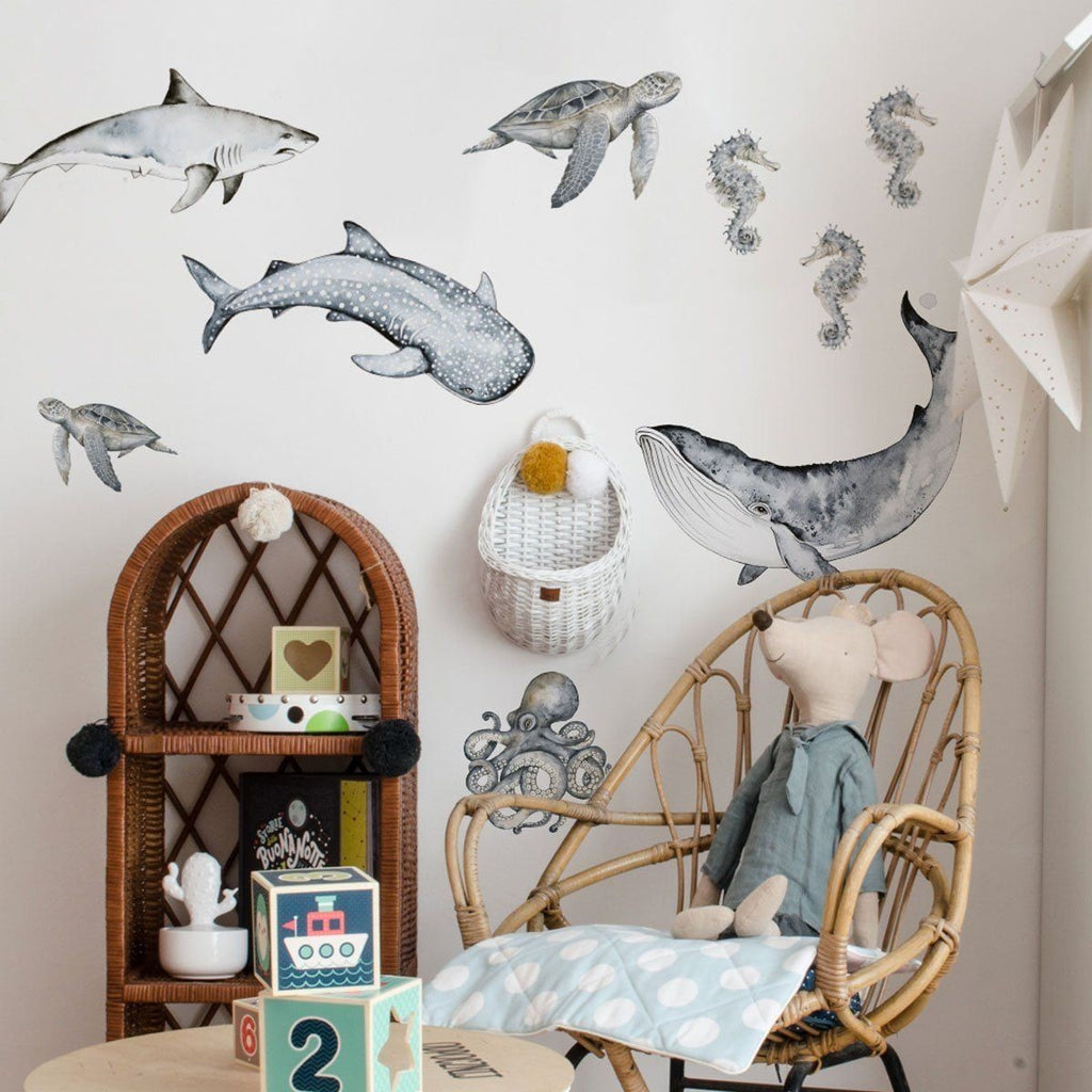 Muurstickers kinderkamer – zeedieren Happy Ocean Wonderland