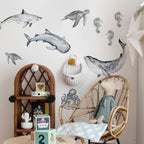Muurstickers kinderkamer – zeedieren Happy Ocean Wonderland