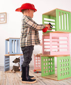 Opbergkubus kinderkamer hout – stapelbaar – afbeelding 3