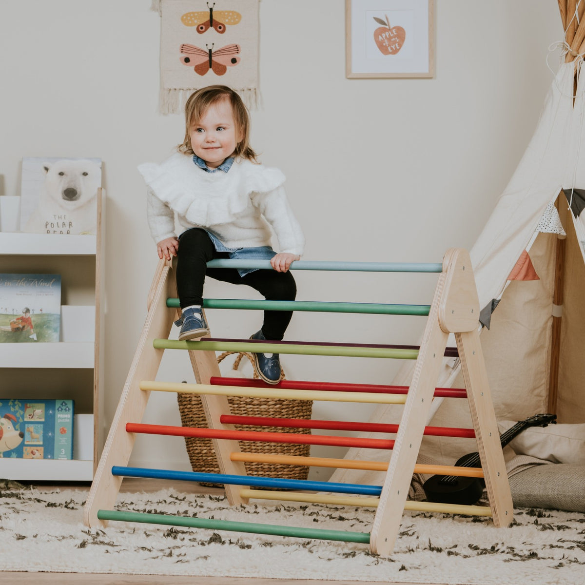 Houten Pikler driehoek regenboog – afbeelding 2