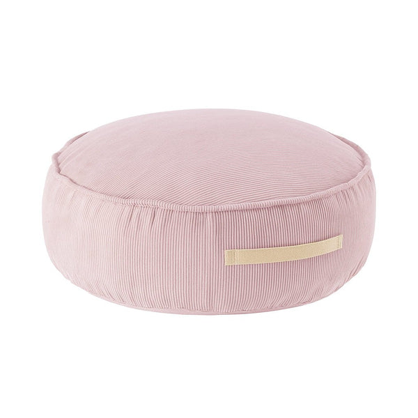 Poef Rond Ribstof Roze