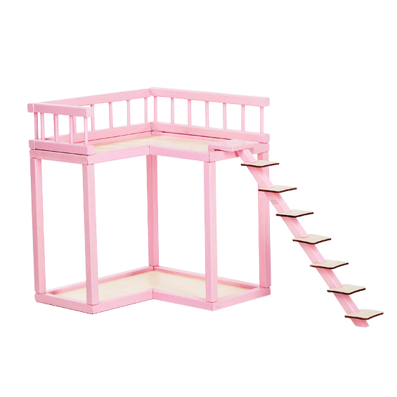 Poppenhuis Balkon Roze