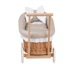 Poppenwagen riet Luna 1330-01 – beige bekleding met dekbed en kussen – afbeelding 5