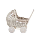 Poppenwagen riet whitewash – beige beddengoed – afbeelding 11