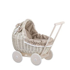 Poppenwagen riet whitewash – beige beddengoed – afbeelding 13