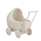 Poppenwagen riet whitewash – beige beddengoed – afbeelding 6