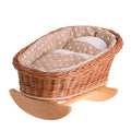 Poppenwieg riet Mimi – beige bekleding met kussen en dekbed