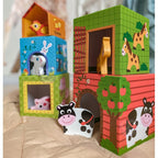 Puzzel boerderij – 5 kubussen met houten dierenfiguren