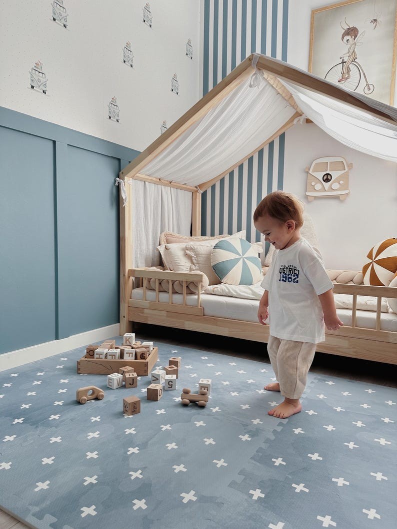 Puzzelmat baby Cross Azure – foam speelmat – afbeelding 2