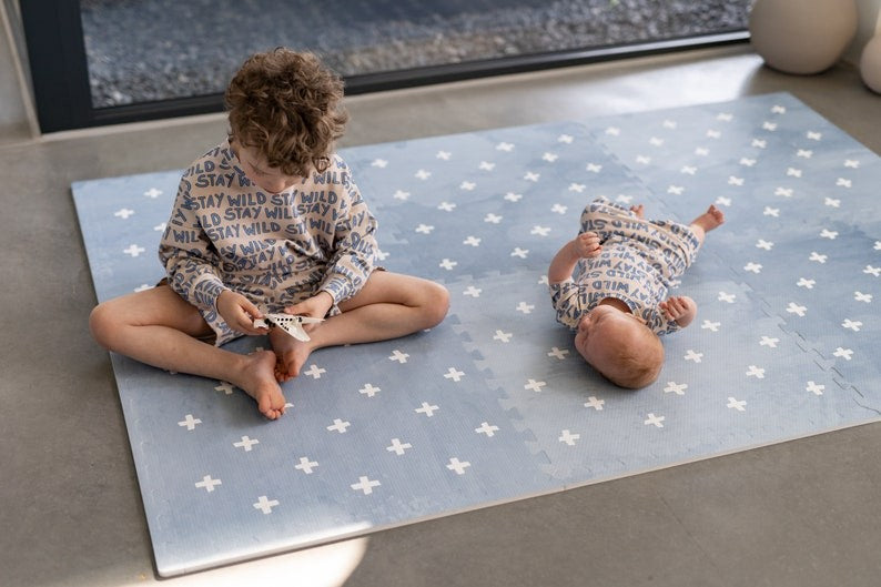 Puzzelmat baby Cross Azure – foam speelmat – afbeelding 3