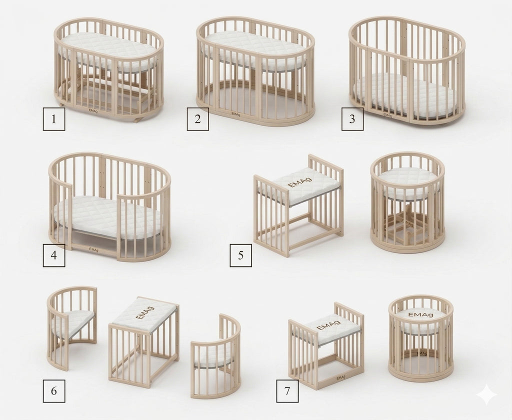 Rond Babybed Olin met Matras Cappuccino – afbeelding 10