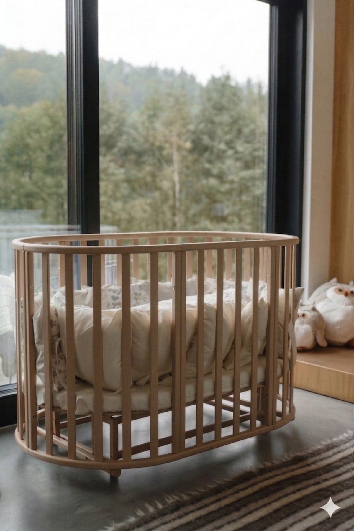 Rond Babybed Olin met Matras Cappuccino – afbeelding 6