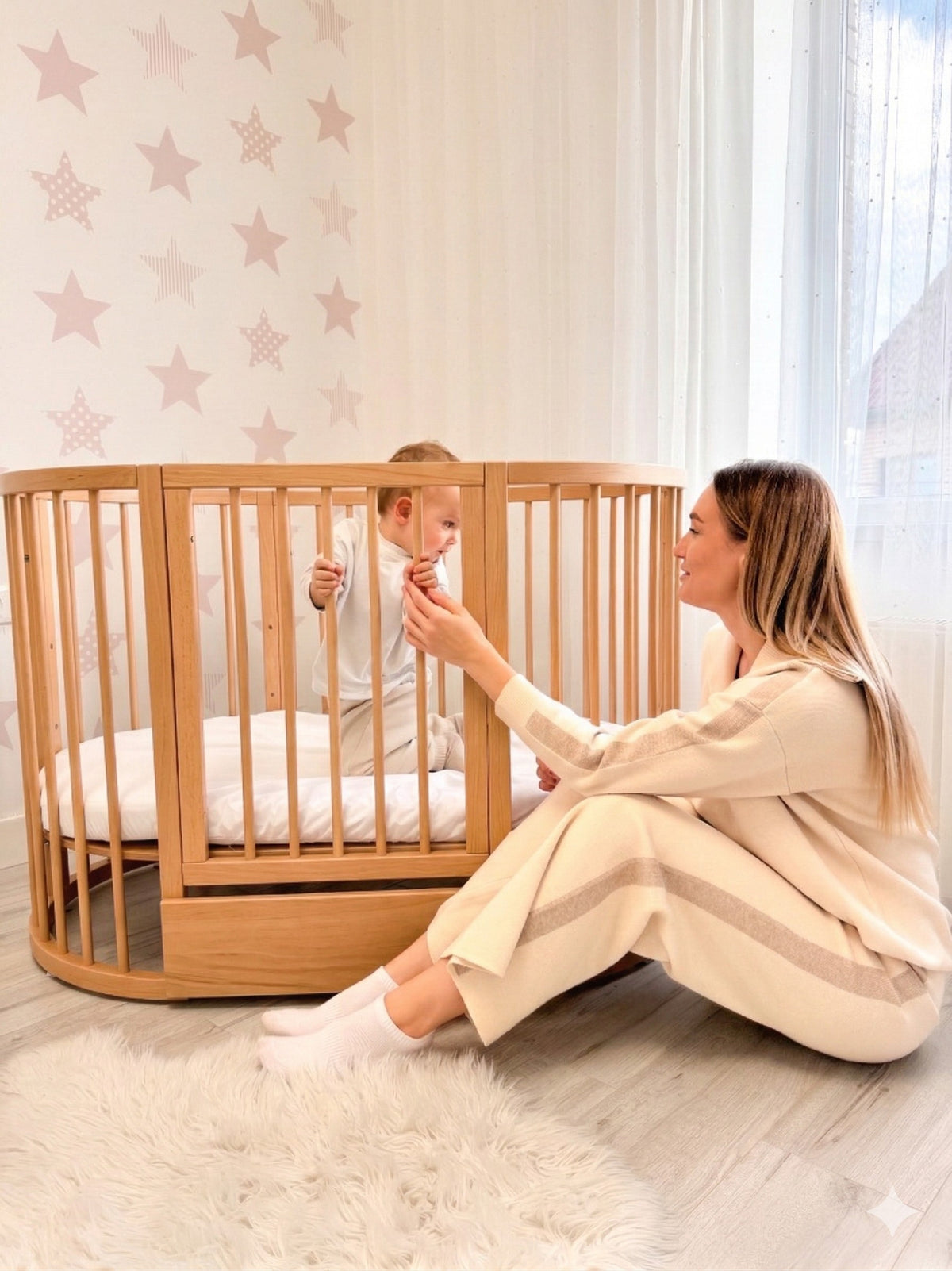 Rond Babybed Olin met Matras Naturel – afbeelding 7