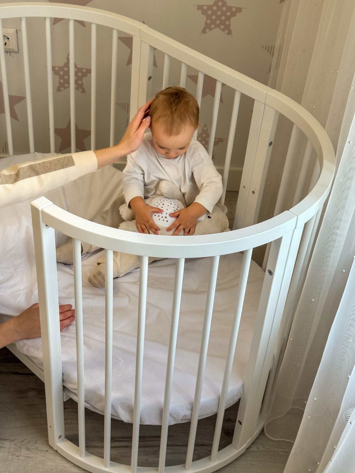 Rond Babybed Olin met Matras Wit – afbeelding 9