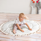 Rond speelkleed ecru met kwastjes – afbeelding 2