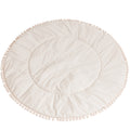 Rond speelkleed ecru met pompons
