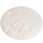 Rond speelkleed ecru met pompons