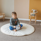 Rond speelkleed ecru met pompons – afbeelding 2