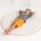 Rond speelkleed ecru met pompons – afbeelding 5