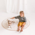 Rond speelkleed ecru met pompons – afbeelding 6