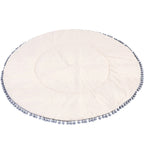 Rond speelkleed ecru met grijze pompons