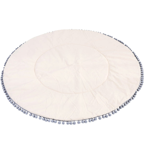 Speelkleed Rond met Pompons Ecru Grijs