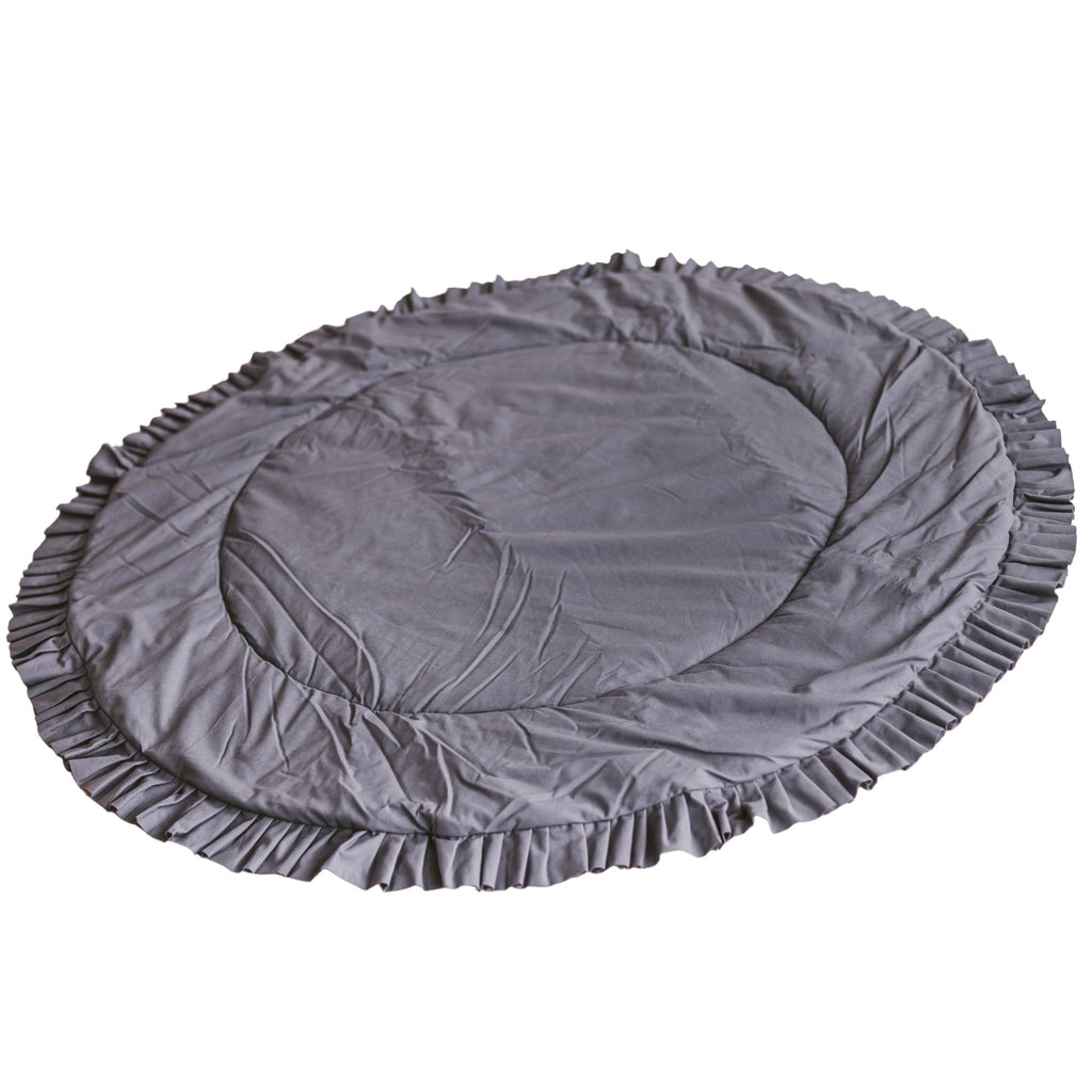 Rond speelkleed grijs met ruches