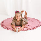 Rond speelkleed roze met ruches – afbeelding 2
