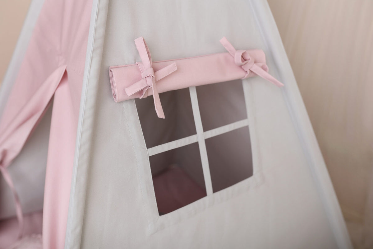 Roze tipi tent kind met grijs – afbeelding 3
