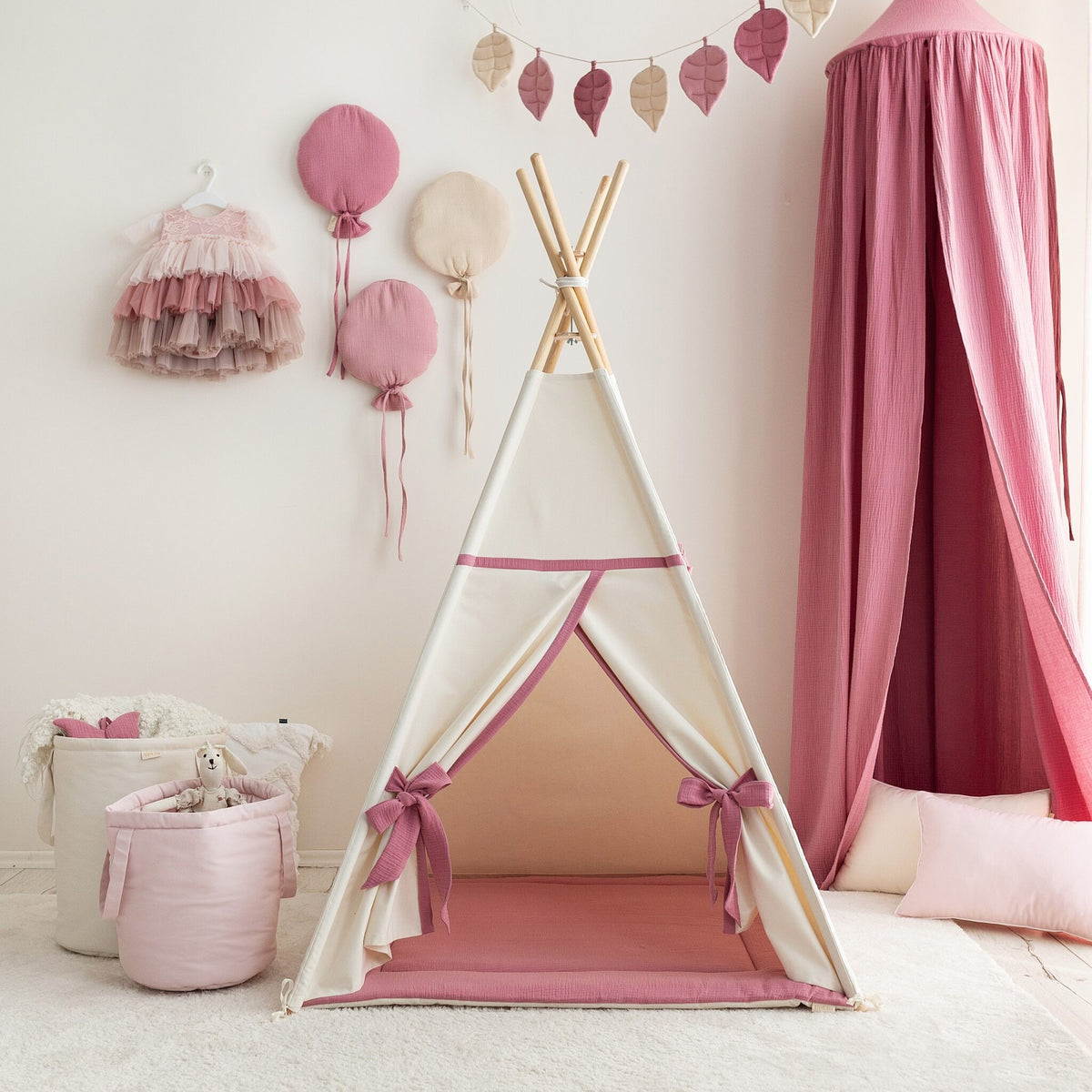 Roze tipi tent meisje met beige
