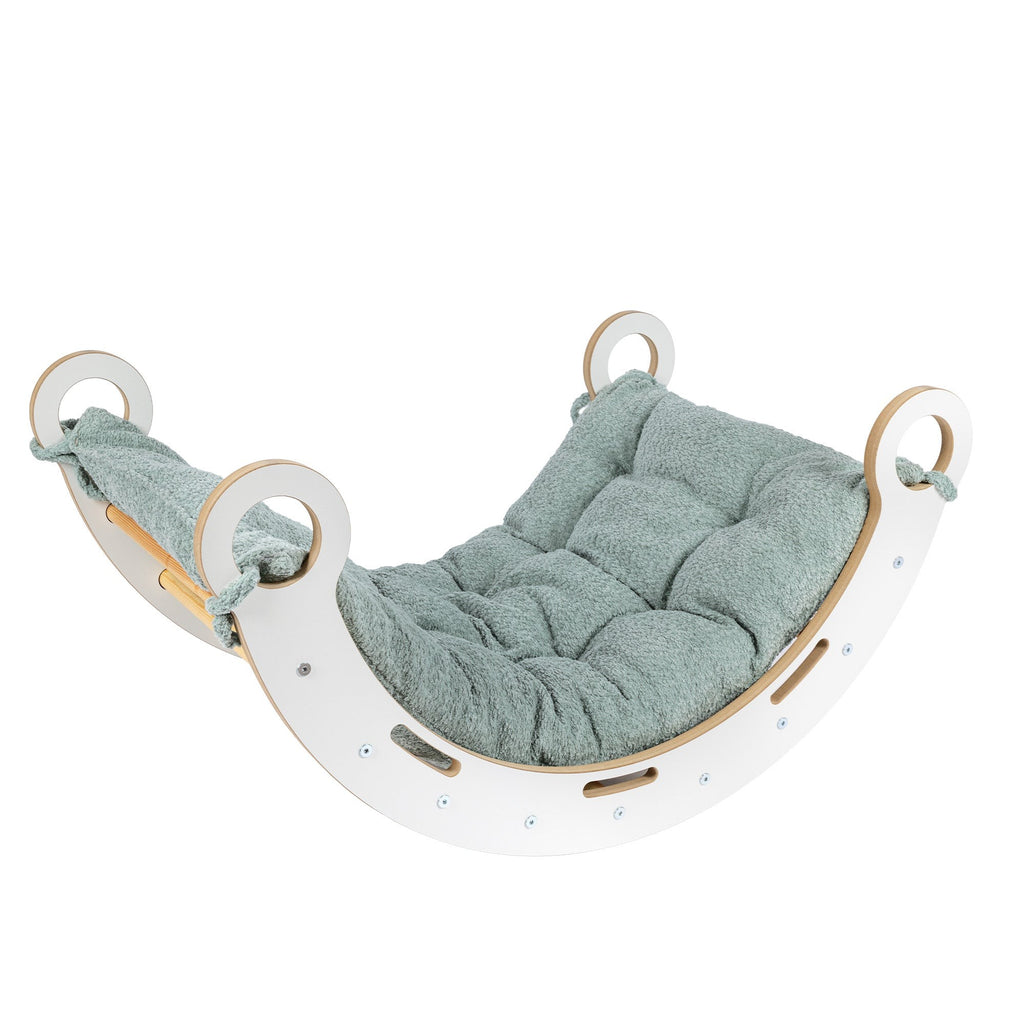 Schommelstoel kinderkamer Snug Rocker – mintgroen kussen