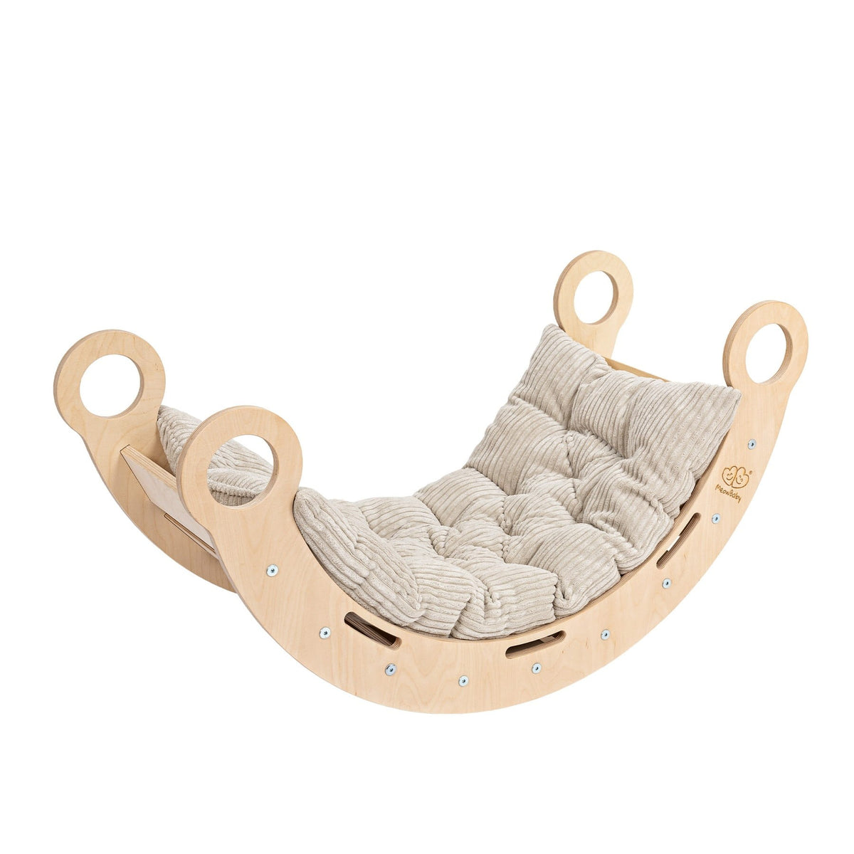 Schommelstoel kinderkamer Snug Rocker – naturel met beige kussen – afbeelding 2