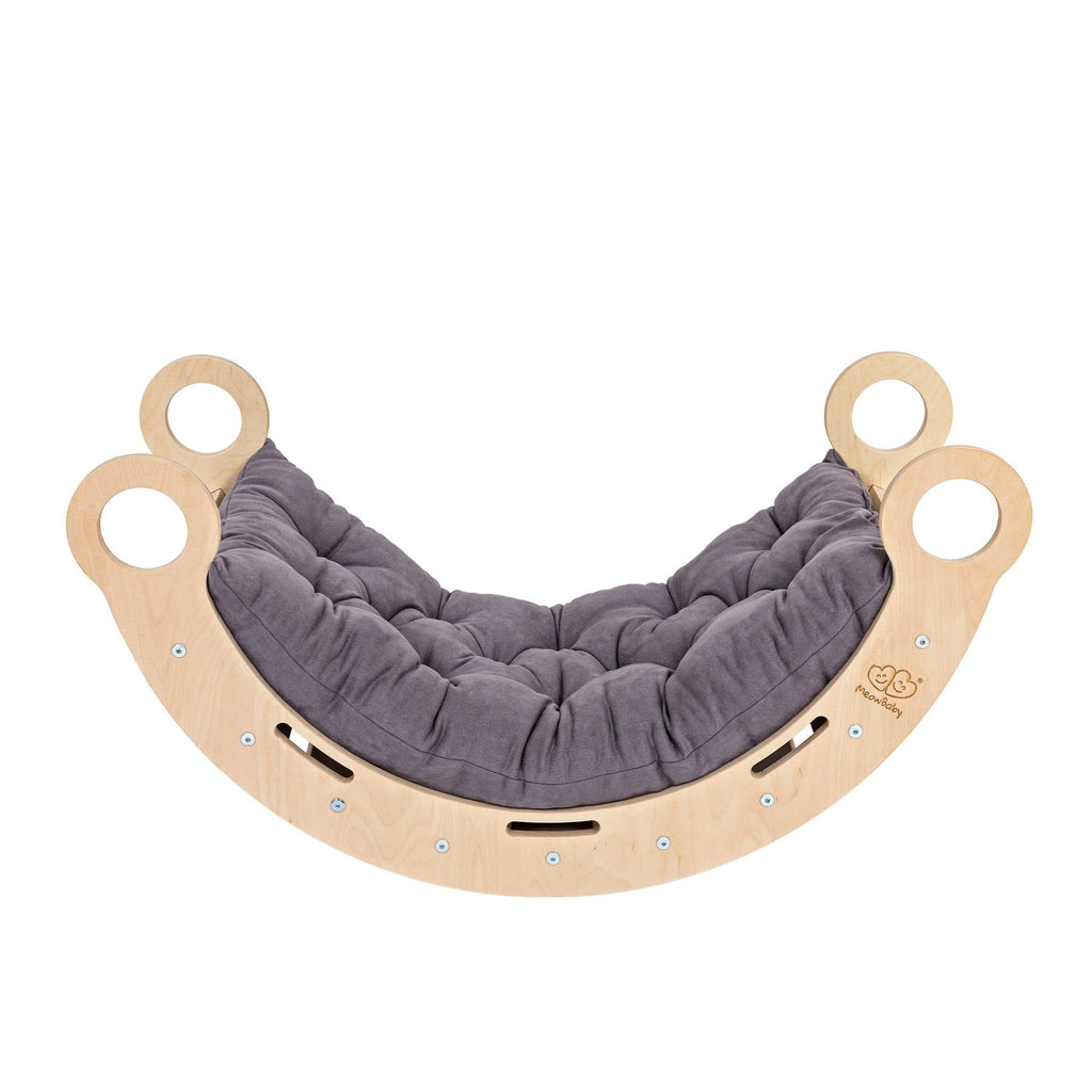 Schommelstoel kinderkamer Snug Rocker – naturel met grijs kussen