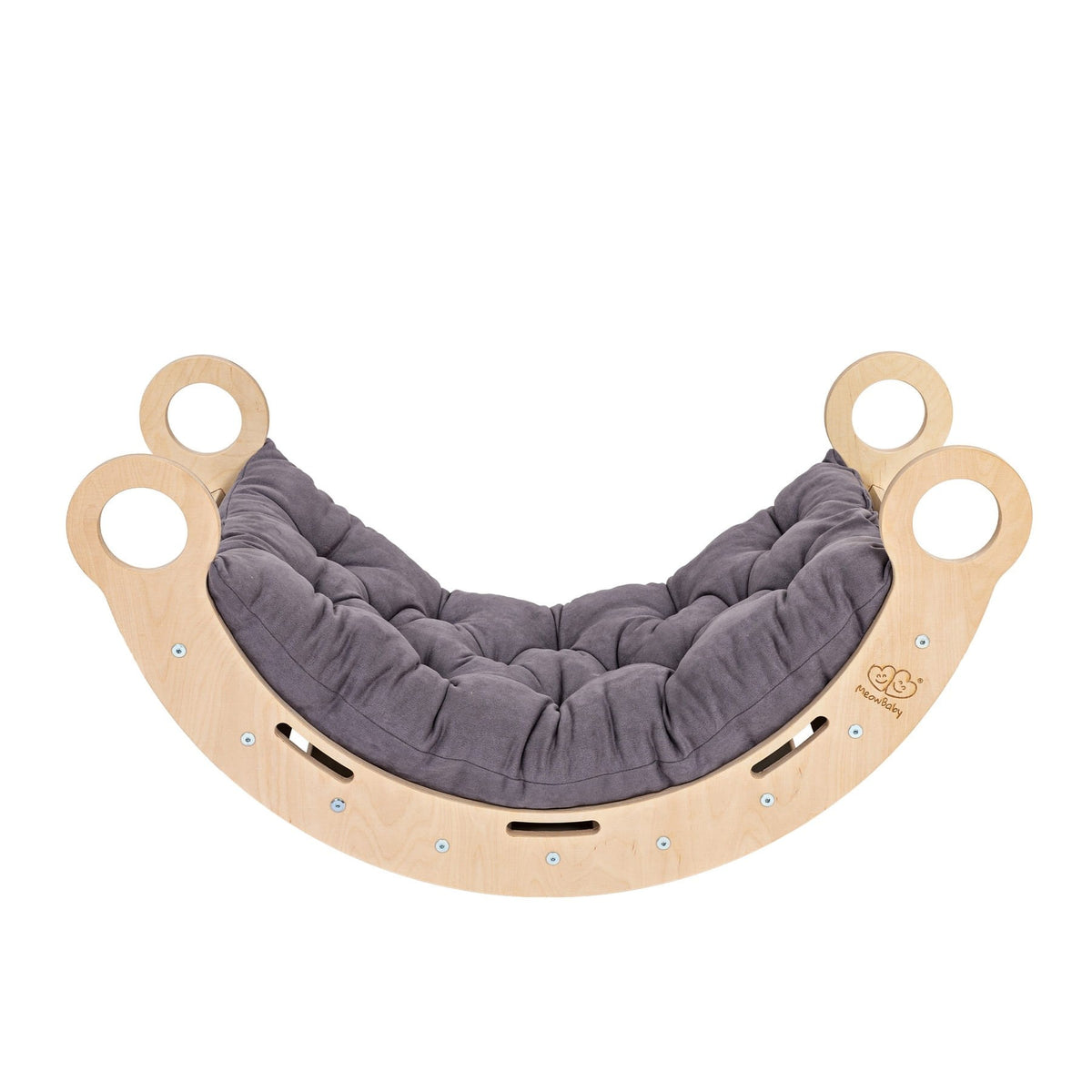 Schommelstoel kinderkamer Snug Rocker – naturel met grijs kussen