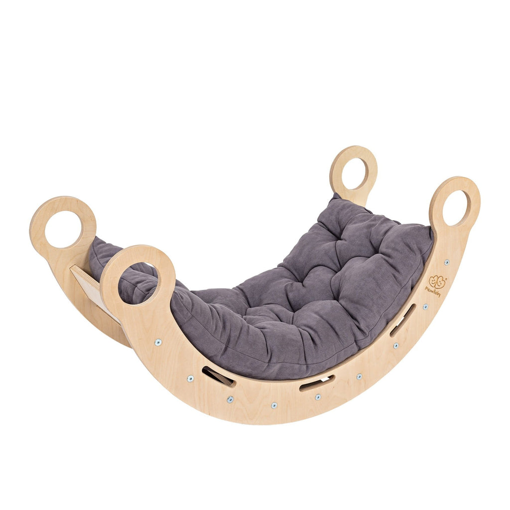 Schommelstoel kinderkamer Snug Rocker – naturel met grijs kussen – afbeelding 2