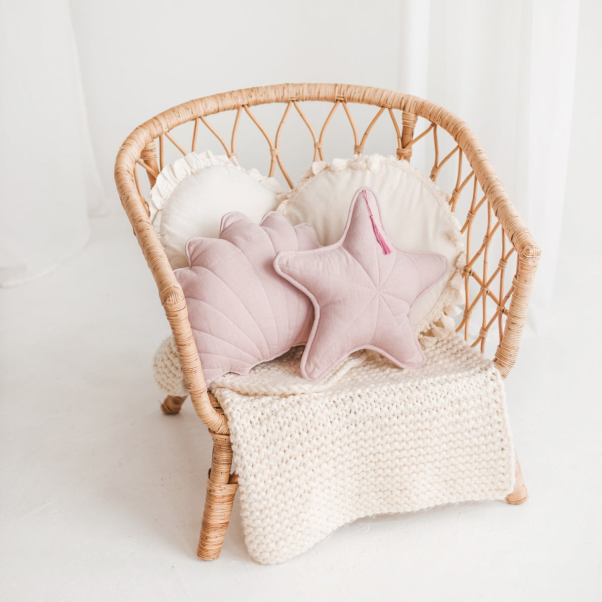 Kussen Schelp Linnen Roze – afbeelding 3