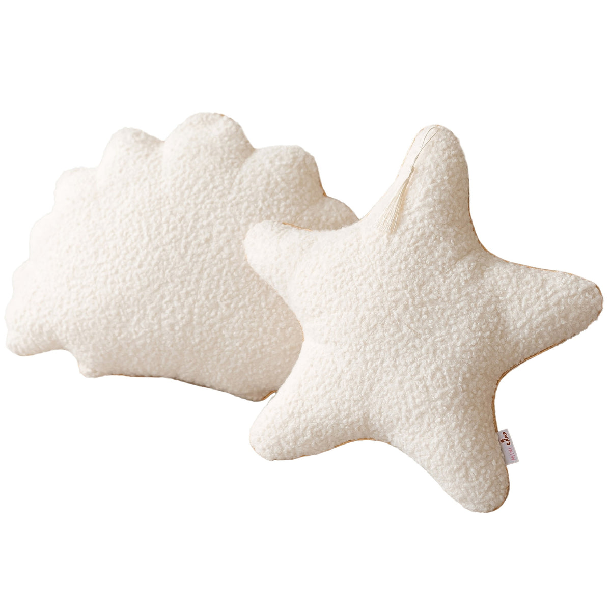 Kussenset schelp en zeester ecru bouclé