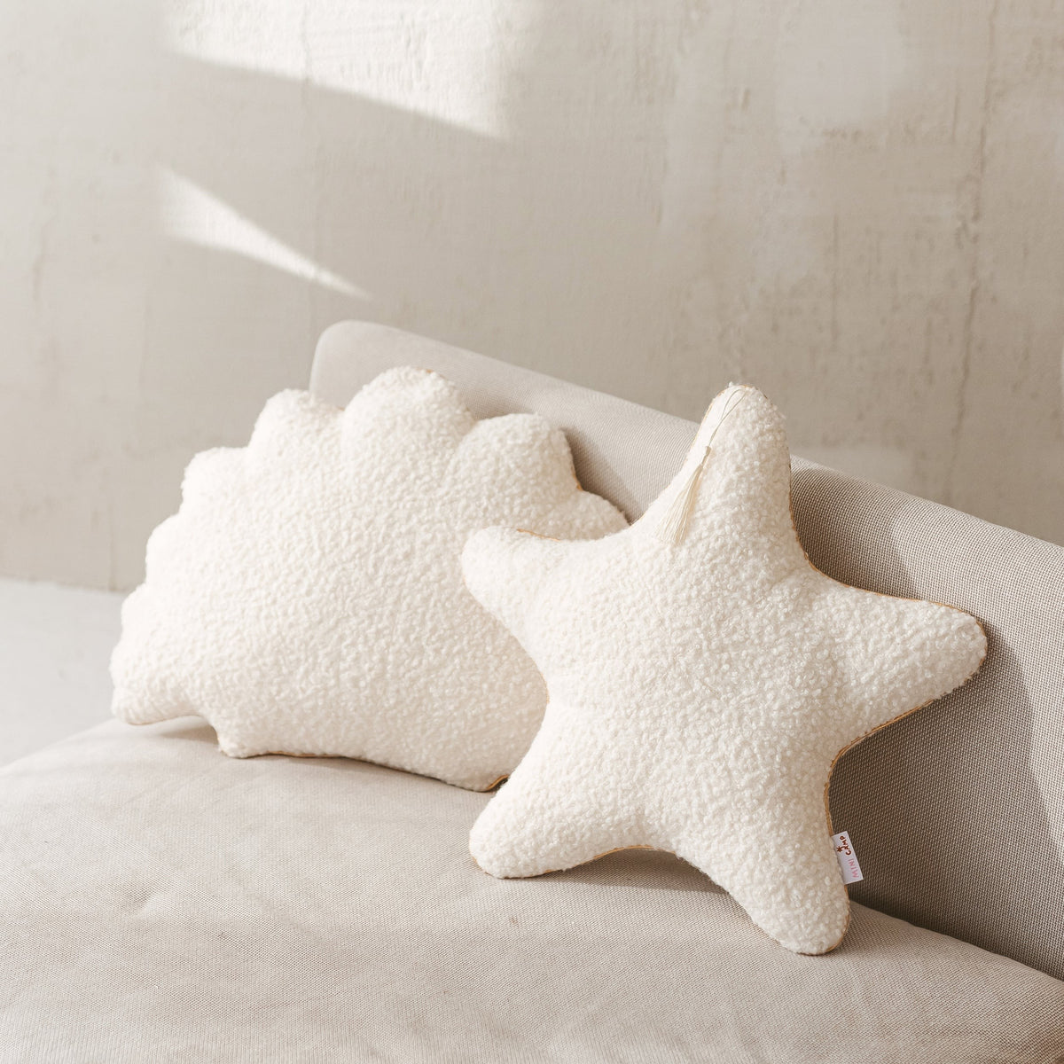 Kussenset schelp en zeester ecru bouclé – afbeelding 2