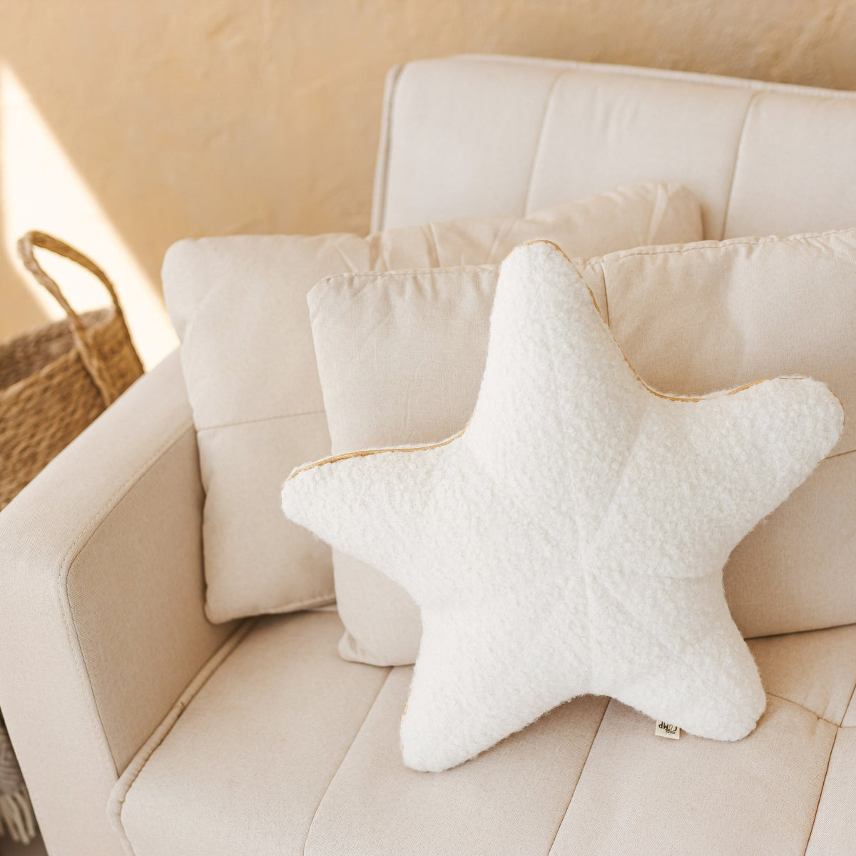 Kussenset schelp en zeester ecru bouclé – afbeelding 3
