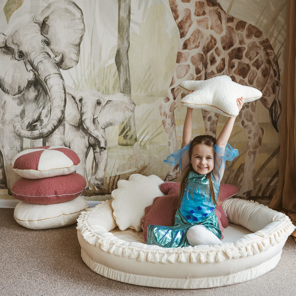 Kussenset schelp en zeester ecru bouclé – afbeelding 5