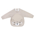 Slabbetje met mouwen beige met kattengezichtje