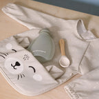 Slabbetje met mouwen beige met kattengezichtje – afbeelding 4