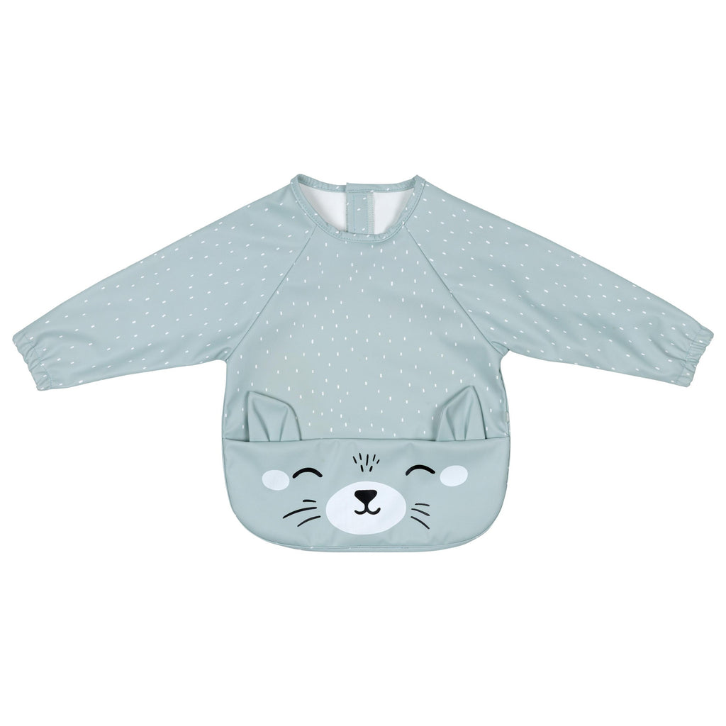 Slabbetje met mouwen beige met kattengezichtje – afbeelding 5