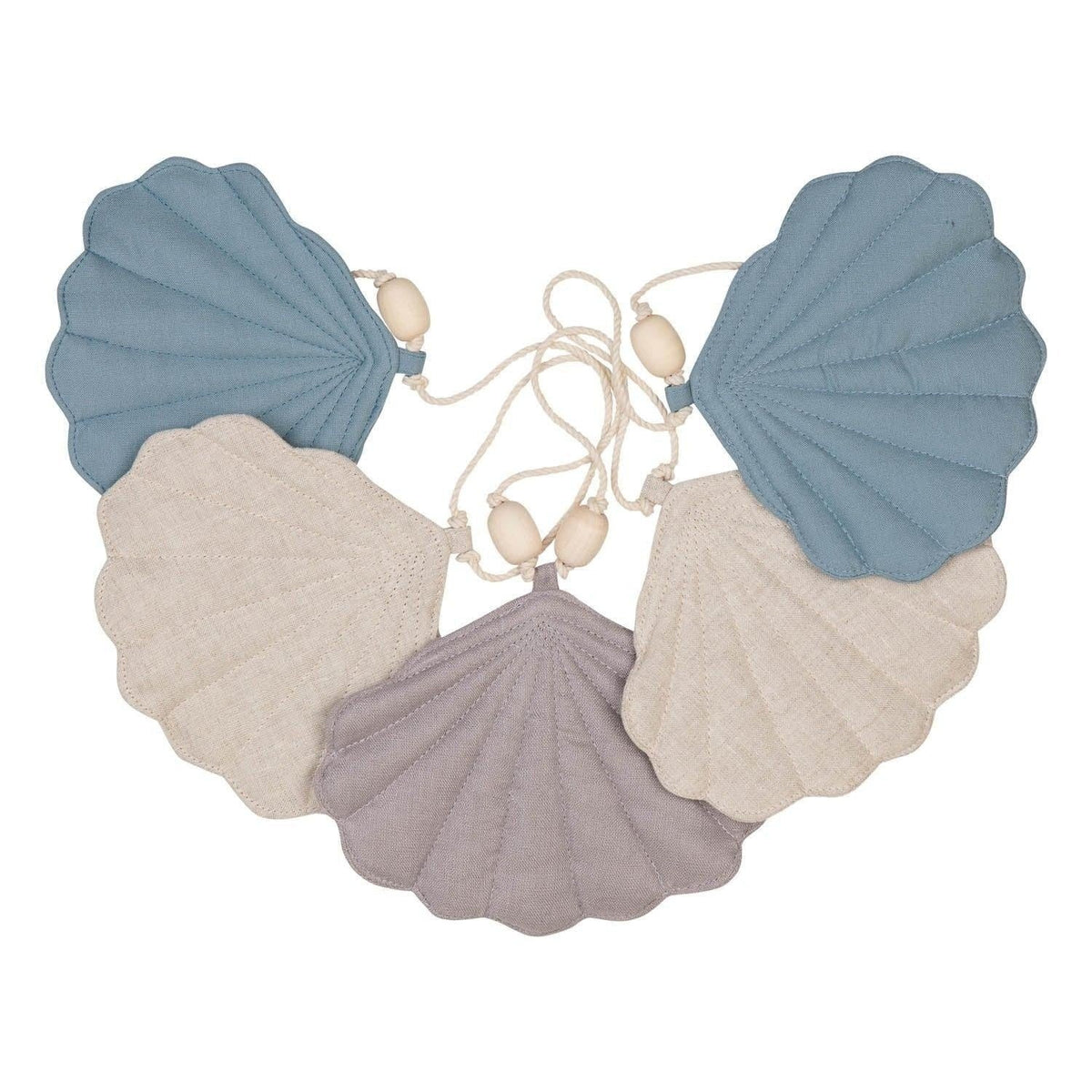 Slinger schelpen stoffig blauw