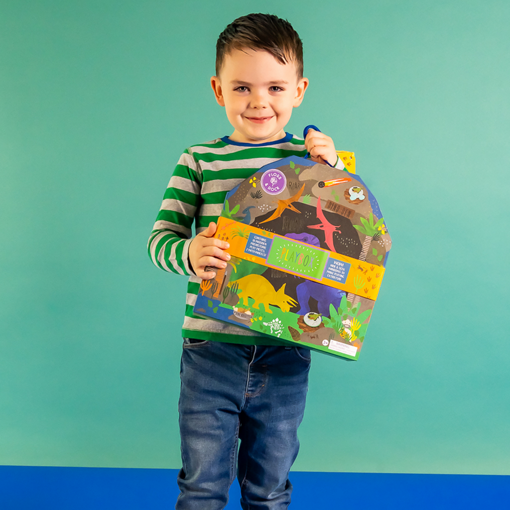 Speeldoos dinosaurus met 18 houten figuren – afbeelding 2