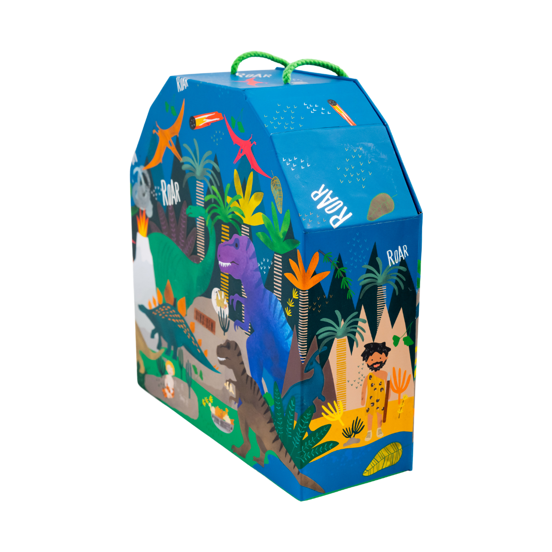 Speeldoos dinosaurus met 18 houten figuren – afbeelding 3