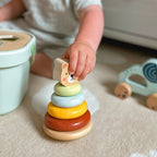 Speelgoedbox 3-in-1 – vormenstoof, stapeltoren en trekolifant – afbeelding 12